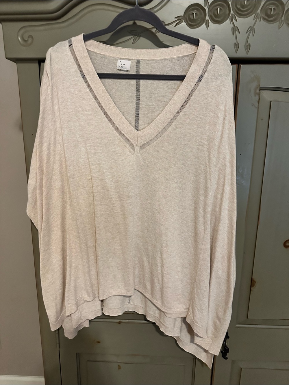 a new day Light Beige V-Neck Tunic Sweater